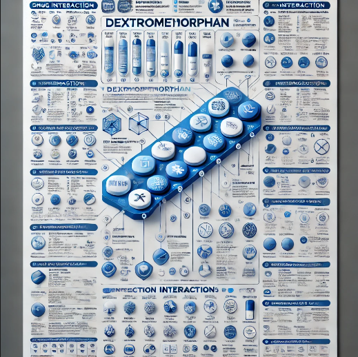 A special chart list not unusual dextromethorphan interactions with medicinal drugs and materials.